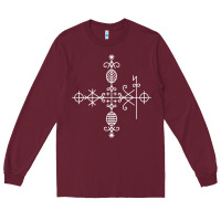 Burgundy haitian veve  voodoo symbol t shirt Long Sleeve Tee - PixelFlow