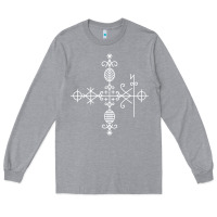 Heather Grey haitian veve  voodoo symbol t shirt Long Sleeve Tee - PixelFlow