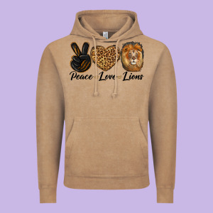 Peace Love Lion Head Vintage Hoodie Designed By Lillyallendesigns