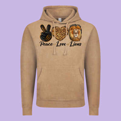 Peace Love Lion Head Vintage Hoodie Designed By Lillyallendesigns
