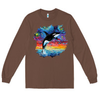 Chestnut Orca Killer Whale Starry Night Impressionist Dog Art By Aja Long Sleeve Tee - PixelFlow