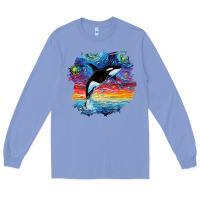 Colony Blue Orca Killer Whale Starry Night Impressionist Dog Art By Aja Long Sleeve Tee - PixelFlow