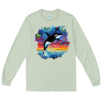 Matcha Orca Killer Whale Starry Night Impressionist Dog Art By Aja Long Sleeve Tee - PixelFlow
