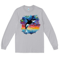 Moon Dust Orca Killer Whale Starry Night Impressionist Dog Art By Aja Long Sleeve Tee - PixelFlow