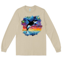 Mushroom Orca Killer Whale Starry Night Impressionist Dog Art By Aja Long Sleeve Tee - PixelFlow