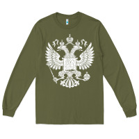 Army Green russian double headed eagle for a russia fan gift t shirt Long Sleeve Tee - PixelFlow