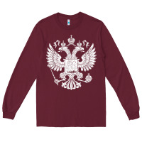Burgundy russian double headed eagle for a russia fan gift t shirt Long Sleeve Tee - PixelFlow