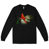Black wild red cardinal bird long sleeve Long Sleeve Tee - PixelFlow