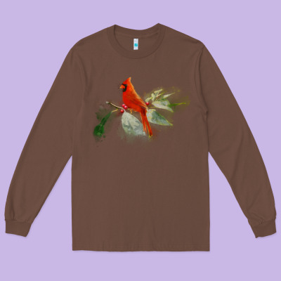 Wild Red Cardinal Bird Long Sleeve Long Sleeve Tee Designed By Pixelflow