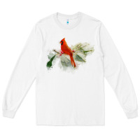 White wild red cardinal bird long sleeve Long Sleeve Tee - PixelFlow