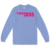 Colony Blue Teenage Head Print (Pink) Plain Long Sleeve Tee - PixelFlow