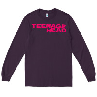 Plum Teenage Head Print (Pink) Plain Long Sleeve Tee - PixelFlow