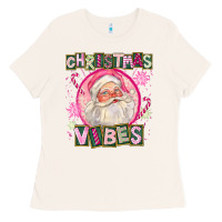 Bone Pink Christmas Vibes Santa Ladies Tee - FaDigitalArtStudio