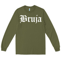Army Green womens bruja old english chola witchy v neck t shirt Long Sleeve Tee - PixelFlow