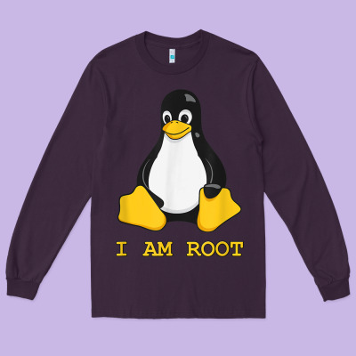 Linux Mascot Tux The Penguin I Am Root Tshirt Men Women Kids Long Sleeve Tee Designed By Pixelflow