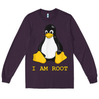 Plum Linux Mascot Tux the Penguin I Am Root TShirt Men Women Kids Long Sleeve Tee - PixelFlow