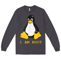 Smoke Linux Mascot Tux the Penguin I Am Root TShirt Men Women Kids Long Sleeve Tee - PixelFlow
