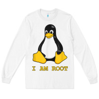 White Linux Mascot Tux the Penguin I Am Root TShirt Men Women Kids Long Sleeve Tee - PixelFlow