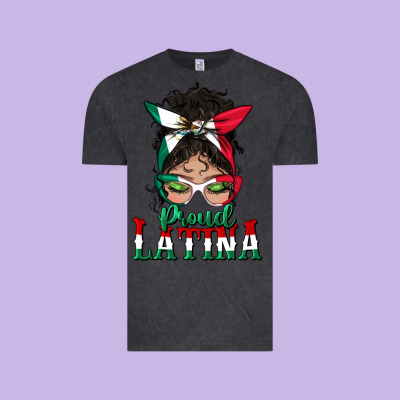 Proud Latina Messy Bun Mama Vintage Tee Designed By Bundleandbundleshop