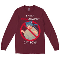 Burgundy i am a mom against cat boys Long Sleeve Tee - PixelFlow