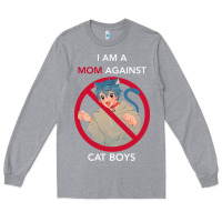 Heather Grey i am a mom against cat boys Long Sleeve Tee - PixelFlow