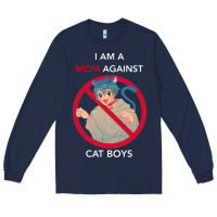 Navy i am a mom against cat boys Long Sleeve Tee - PixelFlow