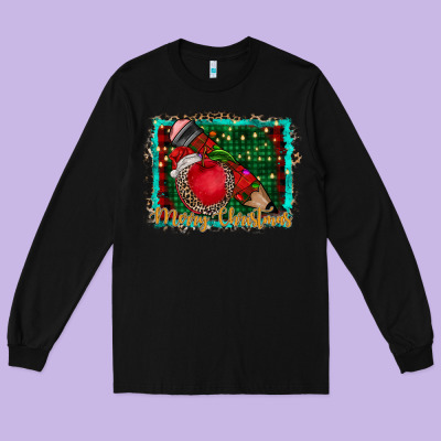 Merry Christmas Teacher Long Sleeve Tee Designed By Cowhidedigitalart