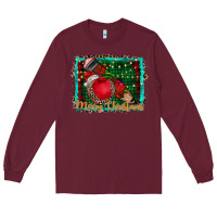 Burgundy merry Christmas teacher Long Sleeve Tee - CowhideDigitalArt