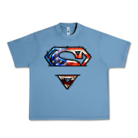 Pebble Blue super american flag logo Urban Heavy Tee - LillyAllenDesigns