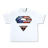 White super american flag logo Urban Heavy Tee - LillyAllenDesigns