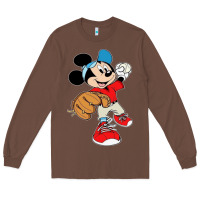 Chestnut micky-playing-baseball-cartoon-illustration-- Long Sleeve Tee - PixelFlow