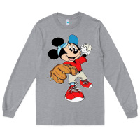 Heather Grey micky-playing-baseball-cartoon-illustration-- Long Sleeve Tee - PixelFlow