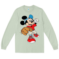 Matcha micky-playing-baseball-cartoon-illustration-- Long Sleeve Tee - PixelFlow