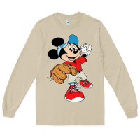 Mushroom micky-playing-baseball-cartoon-illustration-- Long Sleeve Tee - PixelFlow