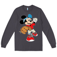 Smoke micky-playing-baseball-cartoon-illustration-- Long Sleeve Tee - PixelFlow