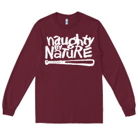 Burgundy naughty by nature Long Sleeve Tee - PixelFlow