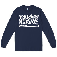Navy naughty by nature Long Sleeve Tee - PixelFlow