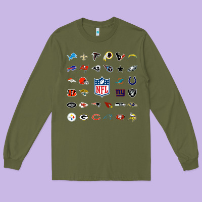 American Football Team Collage    Wall Art Long Sleeve Tee Designed By Pixelflow