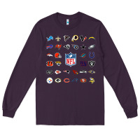Plum american football team collage    wall art Long Sleeve Tee - PixelFlow