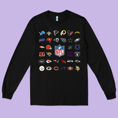 American Football Team Collage    Wall Art Long Sleeve Tee Designed By Pixelflow