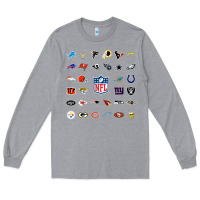 Heather Grey american football team collage    wall art Long Sleeve Tee - PixelFlow