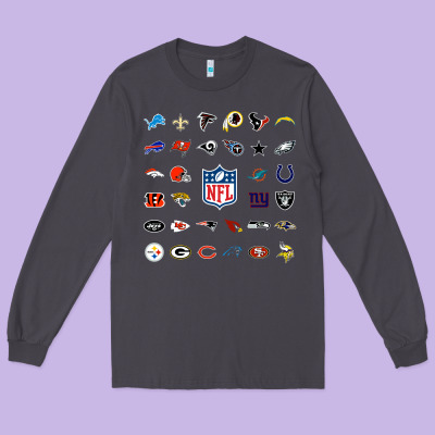 American Football Team Collage    Wall Art Long Sleeve Tee Designed By Pixelflow