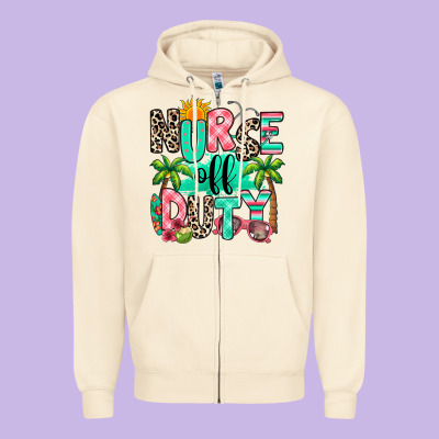 Nurse Off Duty Summer Break Zipper Hoodie Designed By Ranaportraitstore