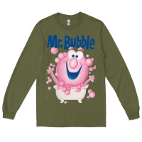 Army Green Mr bubble makes bath time fun Long Sleeve Tee - PixelFlow