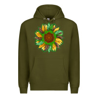 Army Green st patricks sunflower with leopard  shamrock and glitter Premium Hoodie - Artiststas