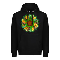 St Patricks Sunflower With Leopard  Shamrock And Glitter Premium Hoodie | Teevron