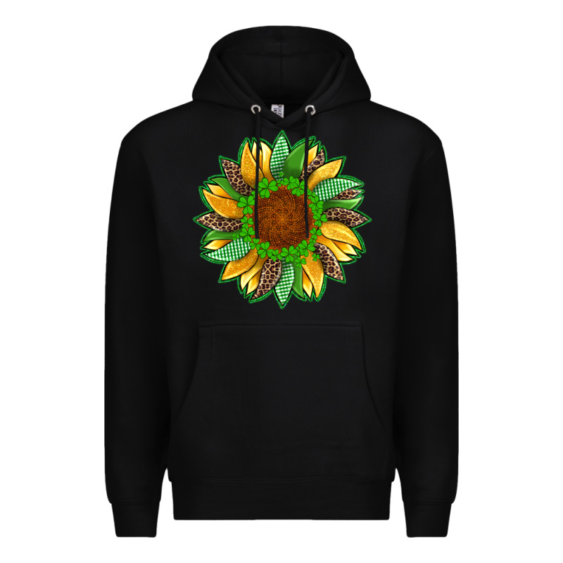 St Patricks Sunflower With Leopard  Shamrock And Glitter Premium Hoodie by Artiststas | Teevron