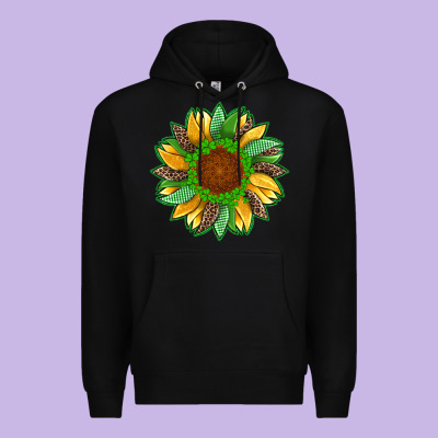 St Patricks Sunflower With Leopard  Shamrock And Glitter Premium Hoodie Designed By Artiststas