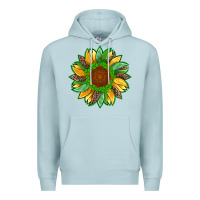 Blue Mist st patricks sunflower with leopard  shamrock and glitter Premium Hoodie - Artiststas