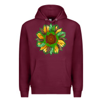Burgundy st patricks sunflower with leopard  shamrock and glitter Premium Hoodie - Artiststas
